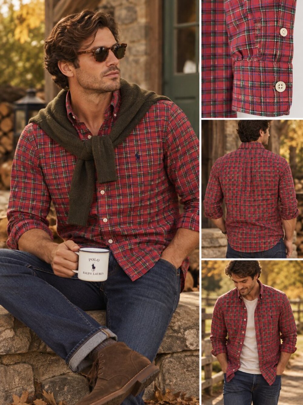 Polo Ralph Lauren Men's M Classic Fit Button Down Shirt Red Blue Check Preppy